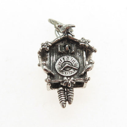 MAISELS INDIAN TRADING 925 Sterling Silver Vintage Cuckoo Clock Charm Pendant