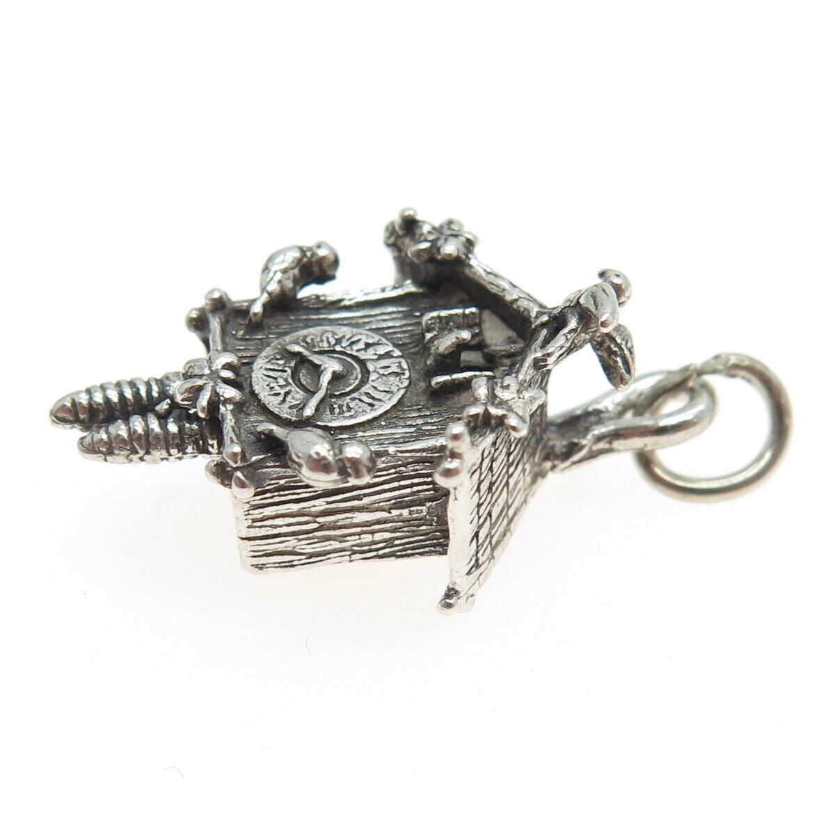 MAISELS INDIAN TRADING 925 Sterling Silver Vintage Cuckoo Clock Charm Pendant