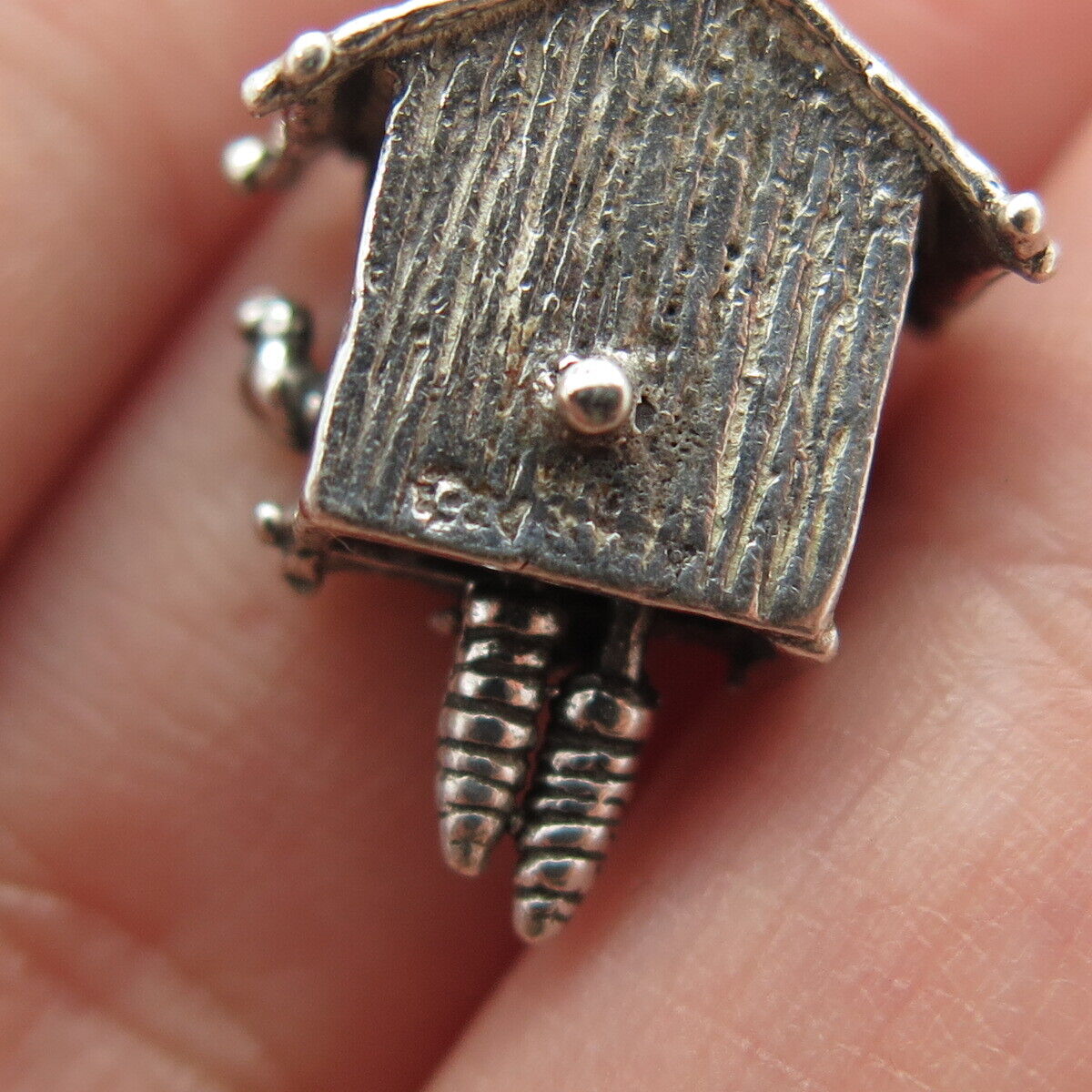 MAISELS INDIAN TRADING 925 Sterling Silver Vintage Cuckoo Clock Charm Pendant