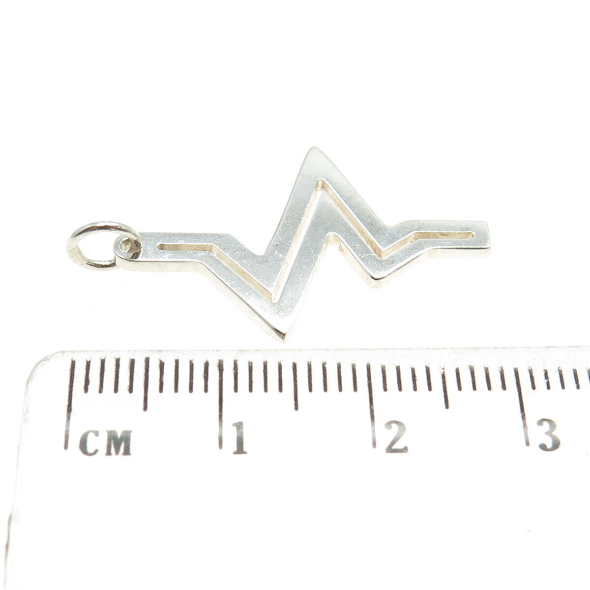 925 Sterling Silver Vintage Heartbeat Charm Pendant