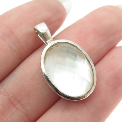 DOBBS OF BOSTON 925 Sterling Silver Vintage Real Doublet MOP Oval Pendant