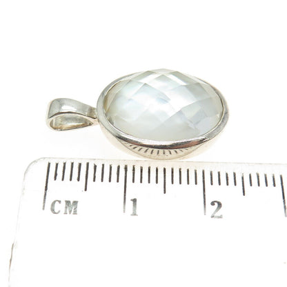 DOBBS OF BOSTON 925 Sterling Silver Vintage Real Doublet MOP Oval Pendant