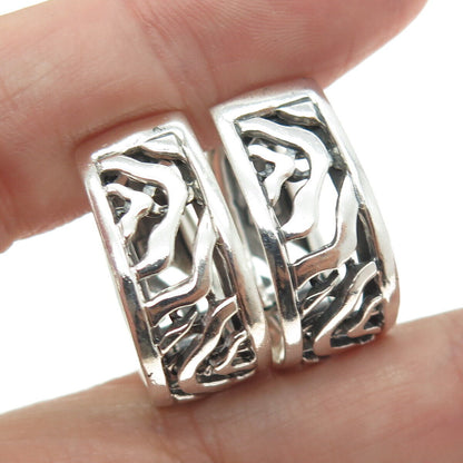 925 Sterling Silver Vintage Zebra Pattern Huggie Earrings