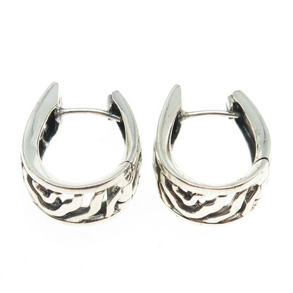 925 Sterling Silver Vintage Zebra Pattern Huggie Earrings