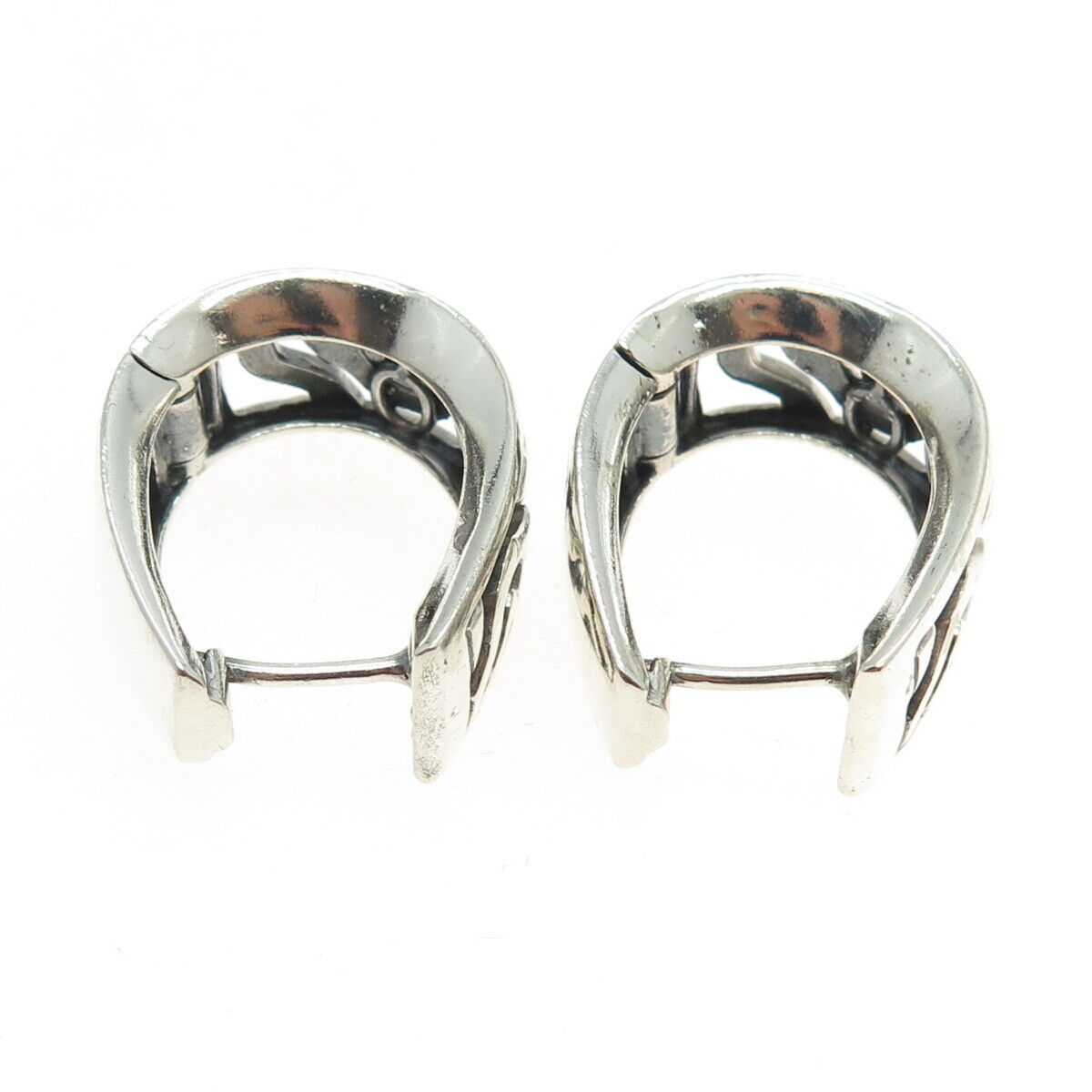 925 Sterling Silver Vintage Zebra Pattern Huggie Earrings