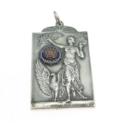 ROBBINS ATTLEBORO 925 Sterling Silver Antique 1935 American Legion Essay Pendant