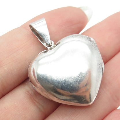 925 Sterling Silver Vintage Love Scroll Heart Locket Pendant