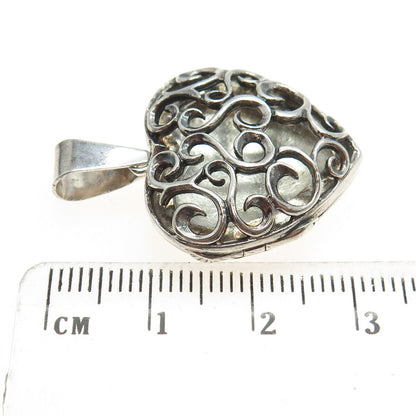 925 Sterling Silver Vintage Love Scroll Heart Locket Pendant