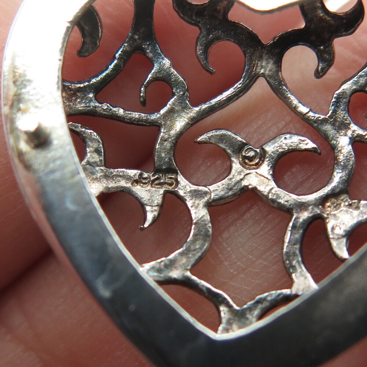 925 Sterling Silver Vintage Love Scroll Heart Locket Pendant