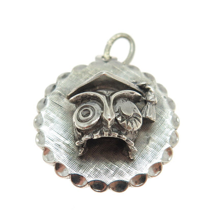 BEAU 925 Sterling Silver Vintage Wise Owl Bird Charm Pendant