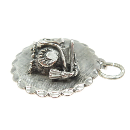 BEAU 925 Sterling Silver Vintage Wise Owl Bird Charm Pendant