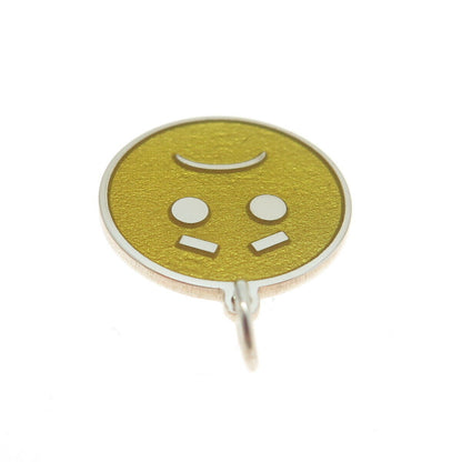 925 Sterling Silver Yellow Enamel Sad Face Emoji Minimalist Charm Pendant