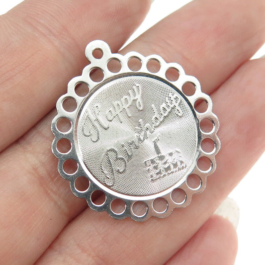 TOWN & COUNTRY 925 Sterling Silver Vintage "Happy Birthday" Charm Pendant