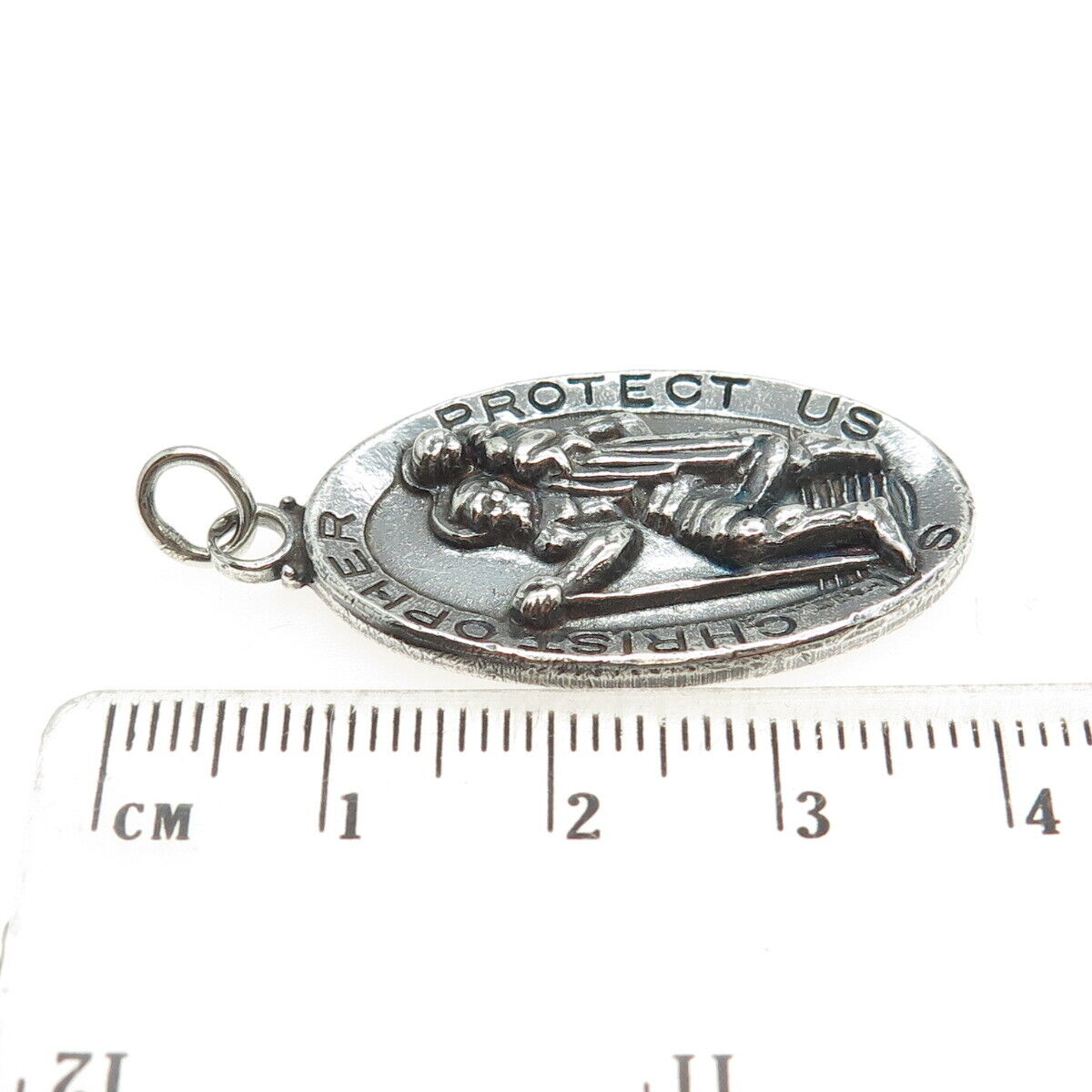 HENRY F BARROWS 925 Sterling Silver Antique St. Christopher Oxidized Pendant