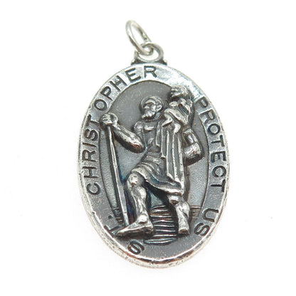 HENRY F BARROWS 925 Sterling Silver Antique St. Christopher Oxidized Pendant