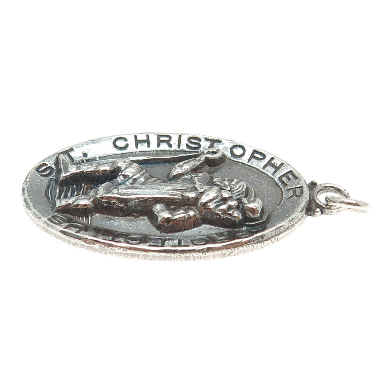 HENRY F BARROWS 925 Sterling Silver Antique St. Christopher Oxidized Pendant
