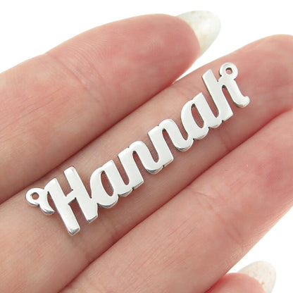 925 Sterling Silver Vintage "Hannah" Name Plate Centerpiece Pendant