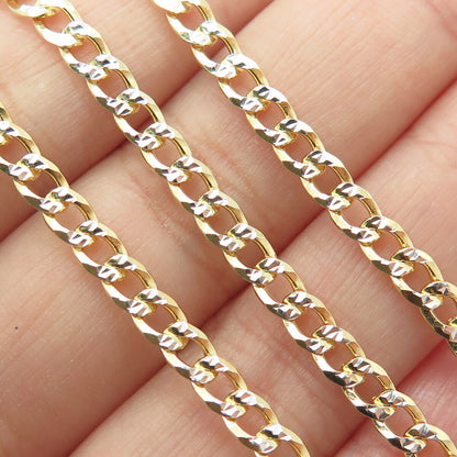 P. LUX 925 Sterling Silver Gold Plated Italy Diamond-Cut Curb Chain Necklace 24"