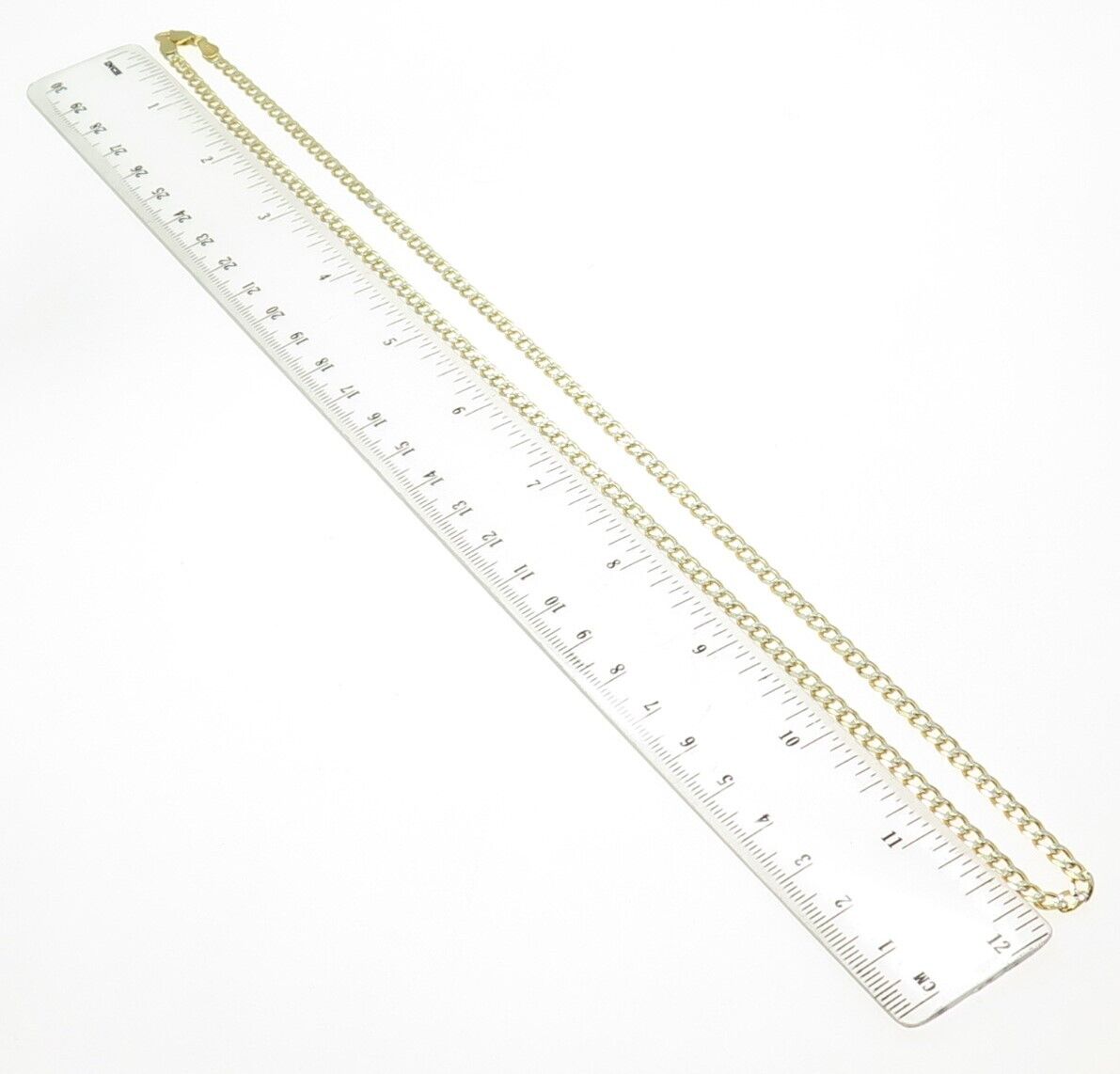 P. LUX 925 Sterling Silver Gold Plated Italy Diamond-Cut Curb Chain Necklace 24"