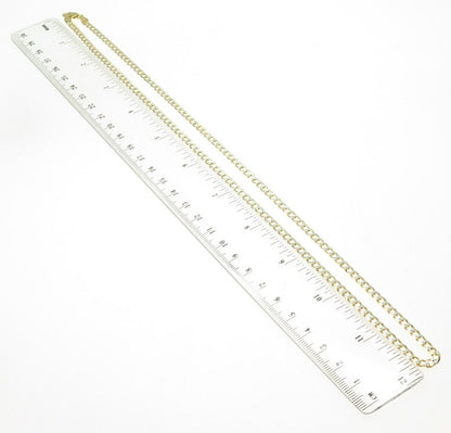 P. LUX 925 Sterling Silver Gold Plated Italy Diamond-Cut Curb Chain Necklace 24"