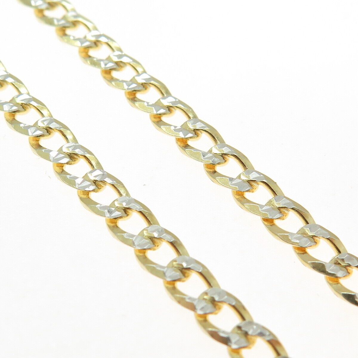 P. LUX 925 Sterling Silver Gold Plated Italy Diamond-Cut Curb Chain Necklace 24"