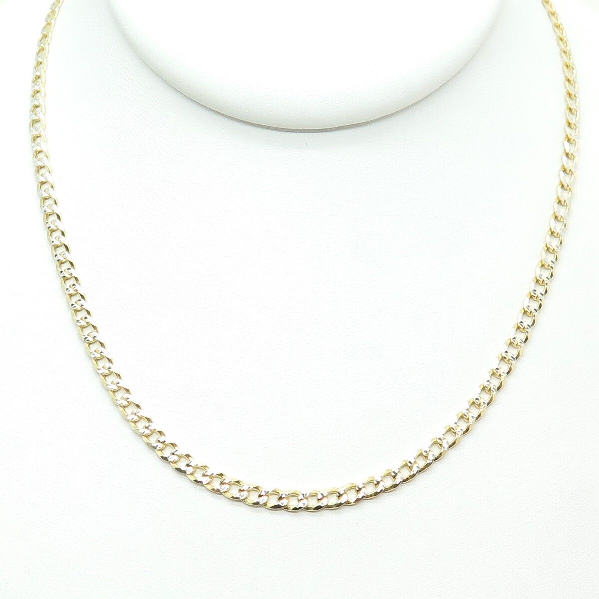 P. LUX 925 Sterling Silver Gold Plated Italy Diamond-Cut Curb Chain Necklace 24"