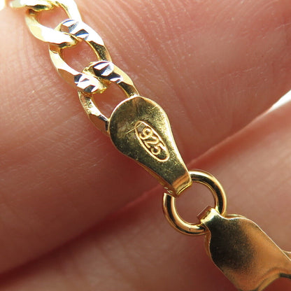 P. LUX 925 Sterling Silver Gold Plated Italy Diamond-Cut Curb Chain Necklace 24"