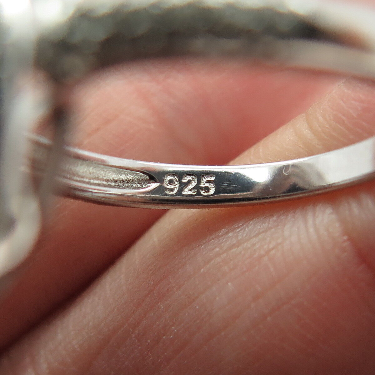 925 Sterling Silver Pear & Round-Cut Blue White C Z Ring Size 8.25