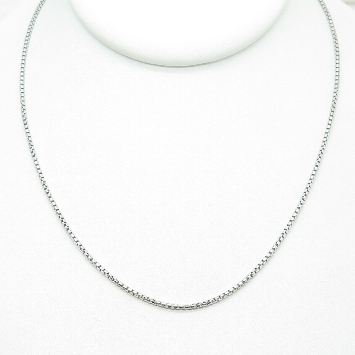 925 Sterling Silver Italy Round Box Chain Necklace 20"