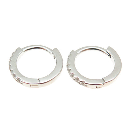 925 Sterling Silver Round-Cut C Z Hoop Earrings