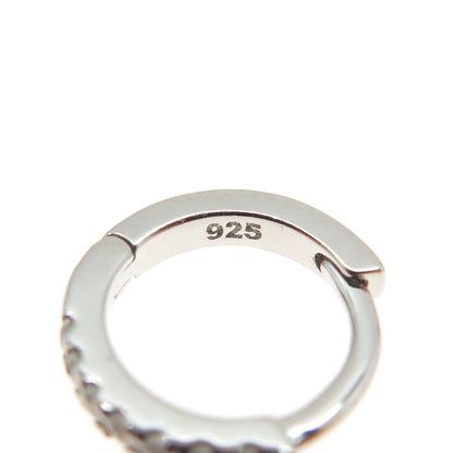 925 Sterling Silver Round-Cut C Z Hoop Earrings