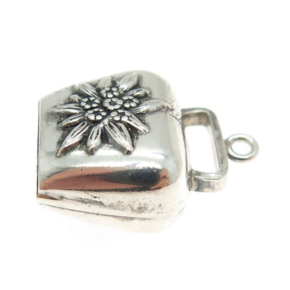 800 Silver Antique Art Deco Flower Bell Minimalist Charm Pendant