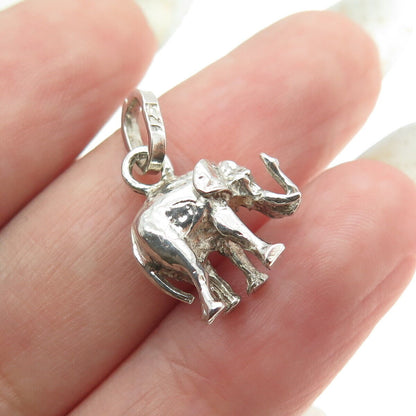 925 Sterling Silver Vintage Elephant For Good Luck 3D Pendant