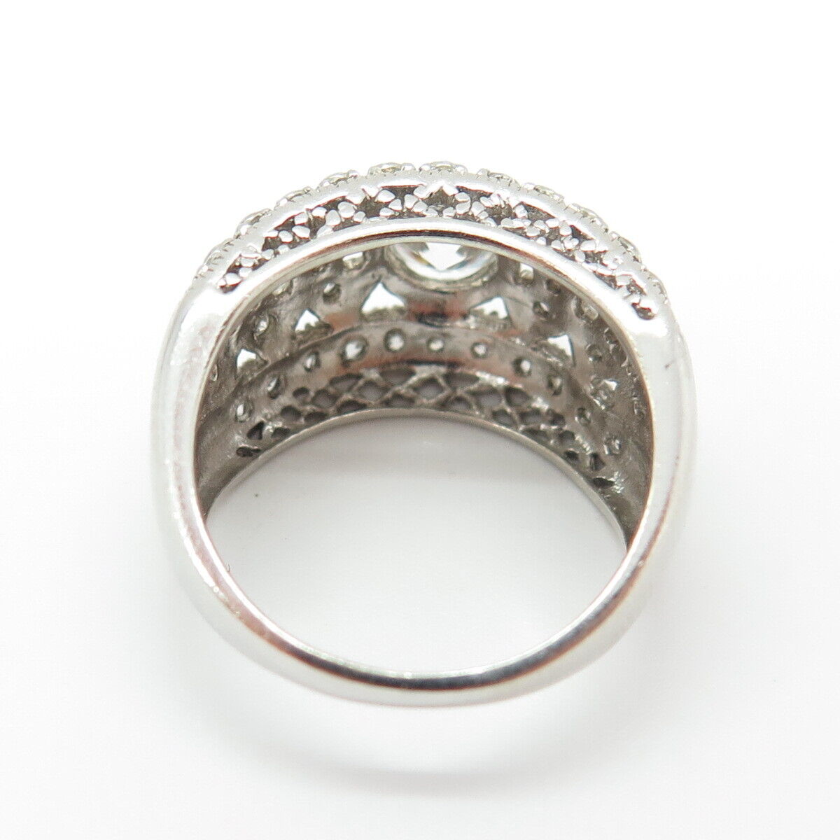 MEDA 925 Sterling Silver Round-Cut Shaped C Z Ring Size 6