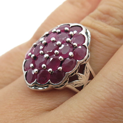 925 Sterling Silver Vintage Real Ruby Gemstone Statement Ring Size 6.25