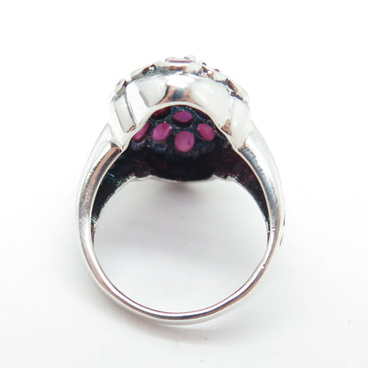 925 Sterling Silver Vintage Real Ruby Gemstone Statement Ring Size 6.25