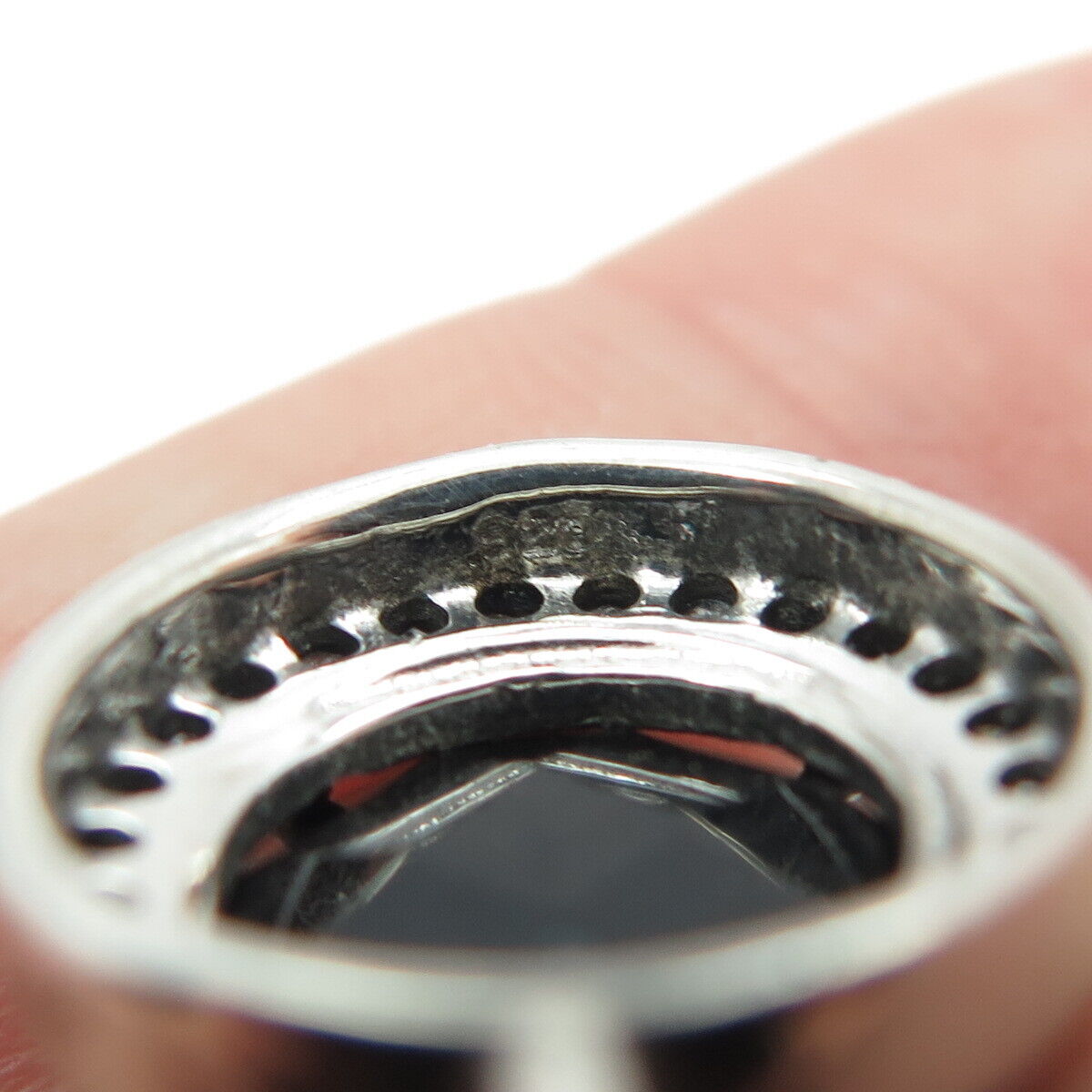 925 Sterling Silver Real Round-Cut Diamond & Black Onyx Minimalist Charm Pendant