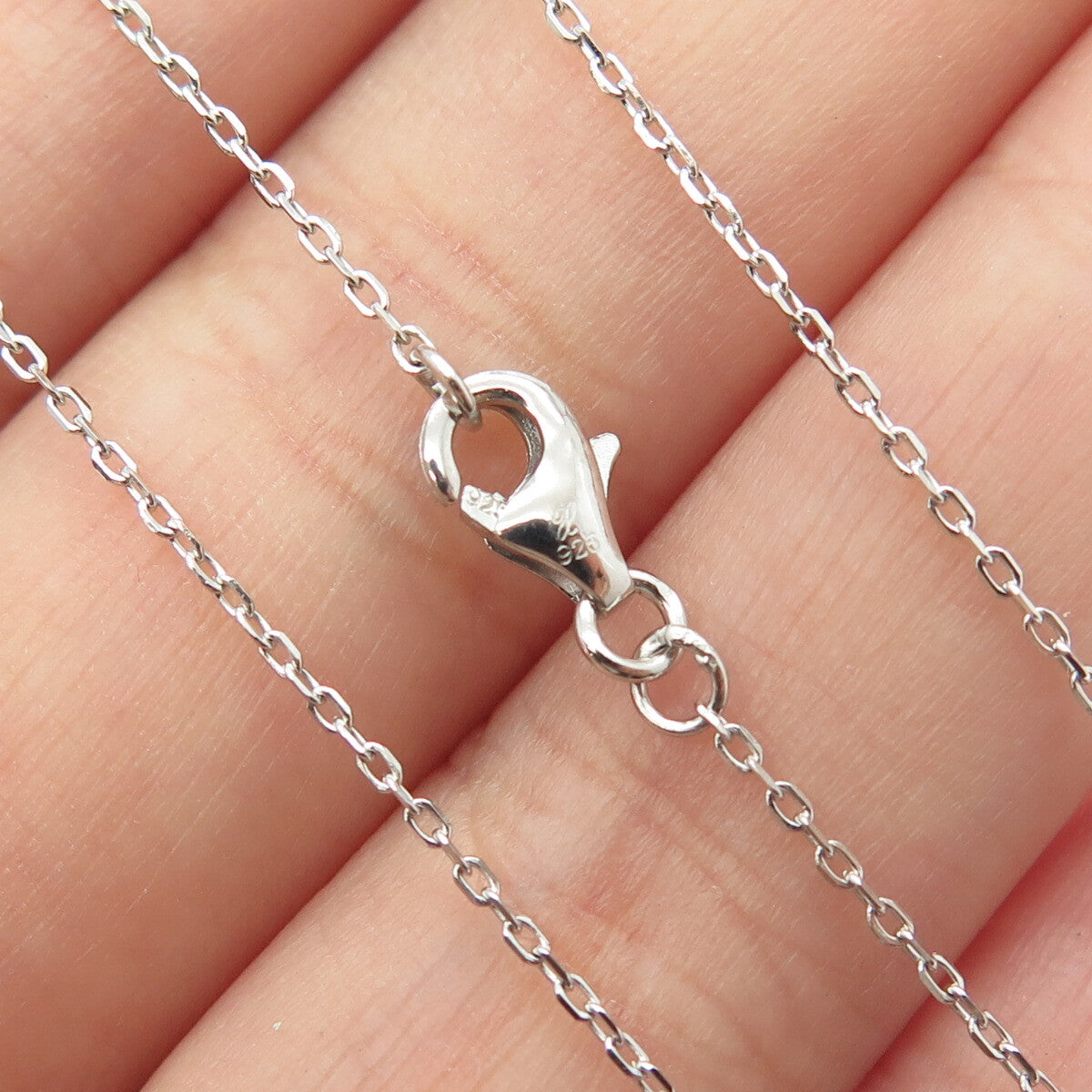 925 Sterling Silver Round-Cut C Z Letter "M" Initial Cable Chain Necklace 16-18"