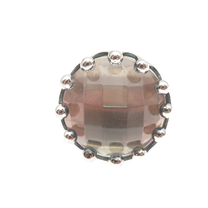 925 Sterling Silver Vintage Clear Crystal Modernist Crown Ring Size 5.25