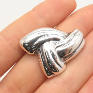 925 Sterling Silver Vintage Mexico Ribbed Knot Pin Brooch