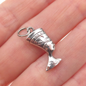 925 Sterling Silver Vintage Egyptian Nefertiti Oxidized Mini Charm Pendant