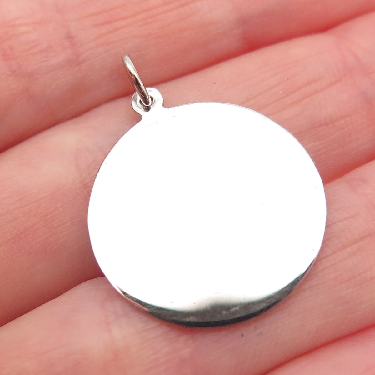 925 Sterling Silver Vintage Round Tag Charm Pendant
