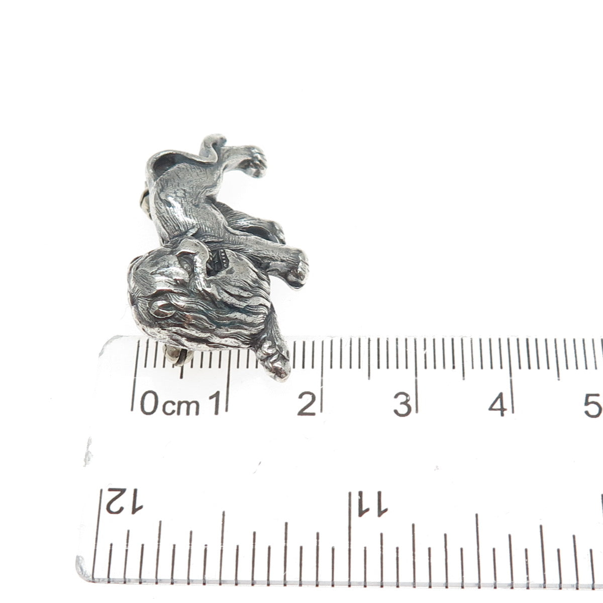 925 Sterling Silver Vintage Lion Oxidized Pin Brooch