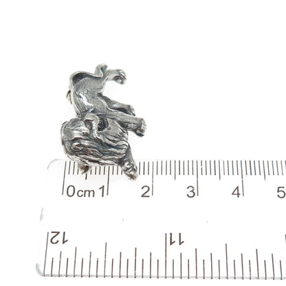 925 Sterling Silver Vintage Lion Oxidized Pin Brooch