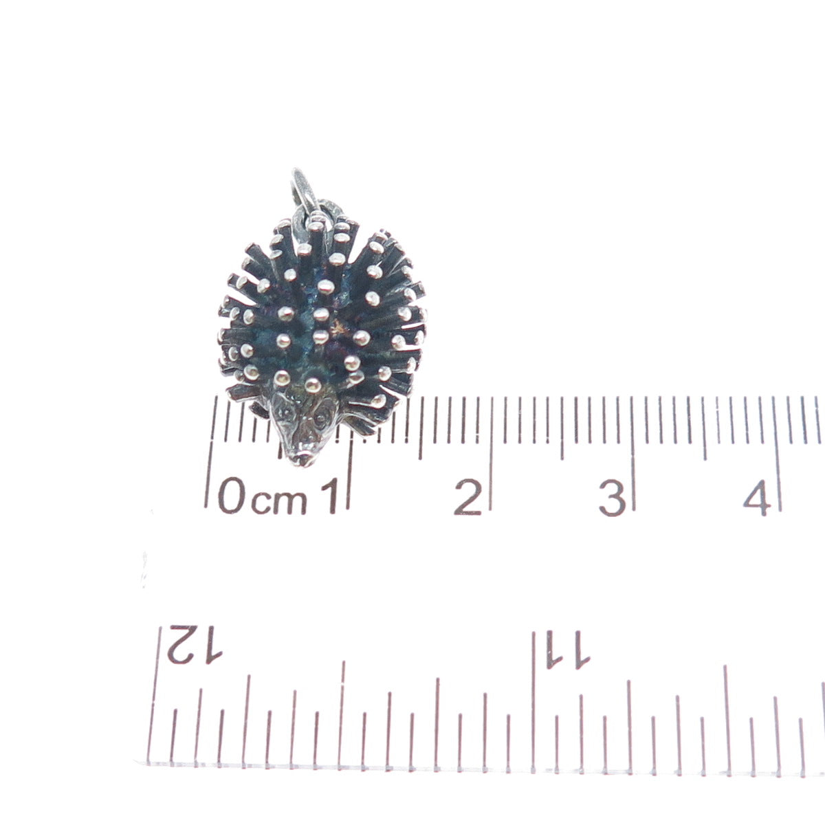 925 Sterling Silver Vintage Hedgehog Oxidized Minimalist 3D Charm Pendant
