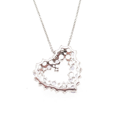 925 Sterling Silver Real Tanzanite & White Topaz Heart Cable Chain Necklace 18"