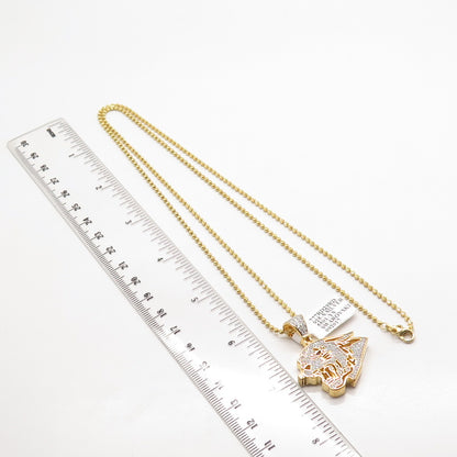 925 Sterling Silver Gold Plated C Z Panther Ball Chain Necklace 12"