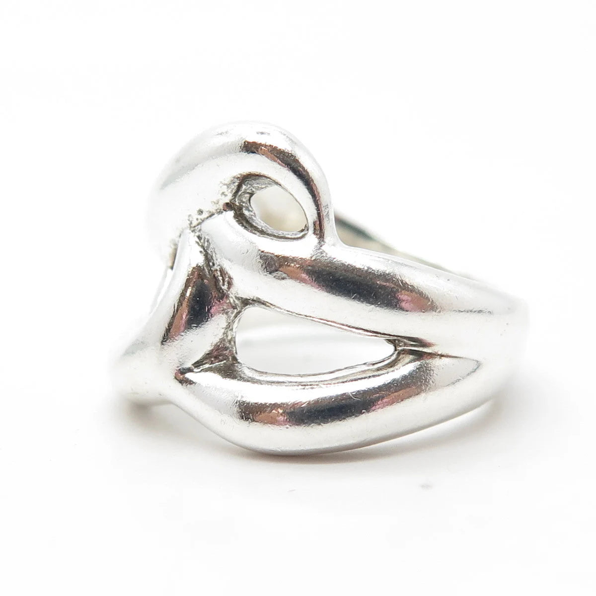 925 Sterling Silver Vintage Knot Modernist Cocktail Ring Size 8.25