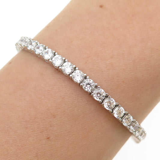 925 Sterling Silver Round-Cut C Z Tennis Link Bracelet 7.25"