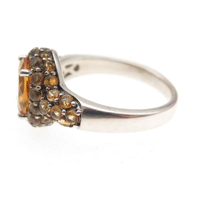 Michelle Albala 925 Sterling Silver Real Oval & Round-Cut Citrine Ring Size 7